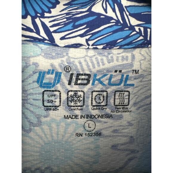 Ibkul Top Large Blue Floral Sun Shirt Icifil Vented Mesh Zip Long Sleeve UPF 50 - Picture 2 of 6
